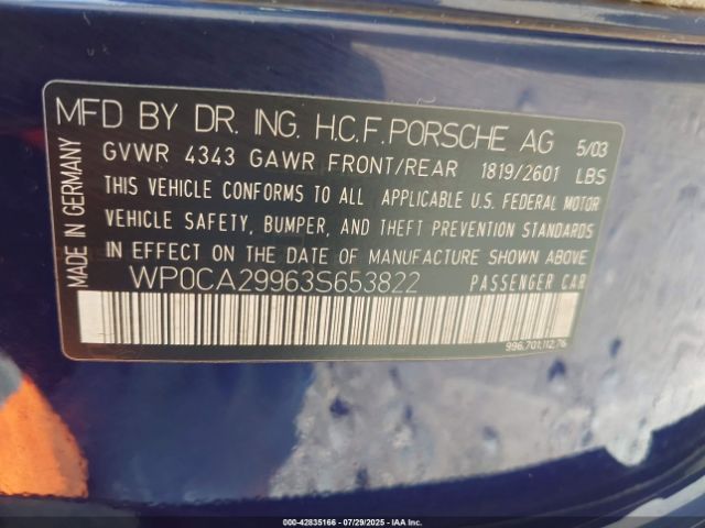 2003 PORSCHE 911 WP0CA29963S653822 Photo 8
