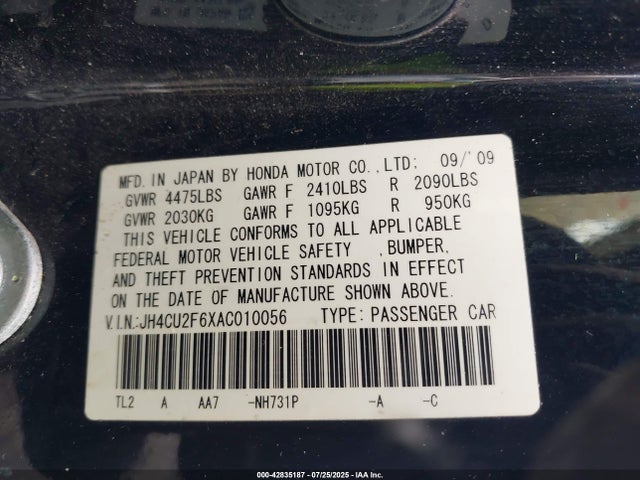 Aukcja sprzedaży 2010 Acura Tsx 2.4, vin: JH4CU2F6XAC010056, numer aukcji: 42835187