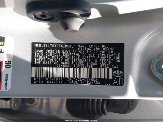 Toyota 2zr-fe 2018 2T1BURHEXJC123488 Image 9