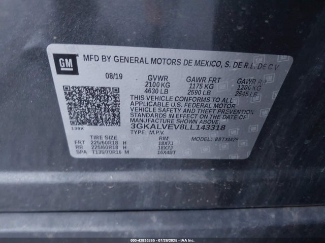 Aukcja sprzedaży 2020 Gmc Terrain Awd Slt, vin: 3GKALVEV8LL143318, numer aukcji: 42835265