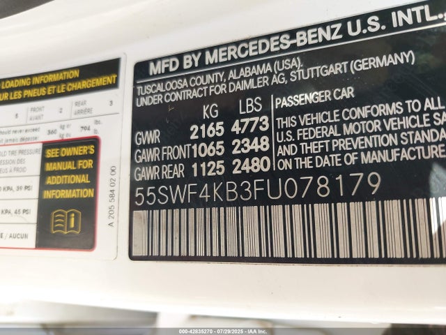 55SWF4KB3FU078179 Mercedes-Benz 2015