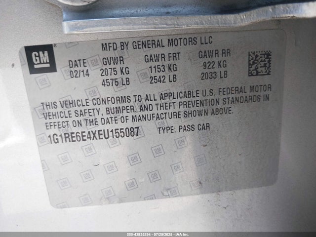 1G1RE6E4XEU155087 Chevrolet luu - ffv, e-flex, fam
