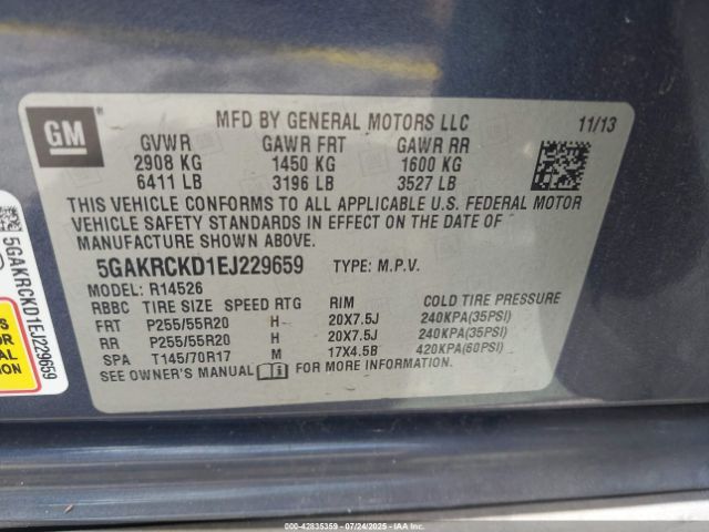 2014 BUICK ENCLAVE 5GAKRCKD1EJ229659 Photo 8