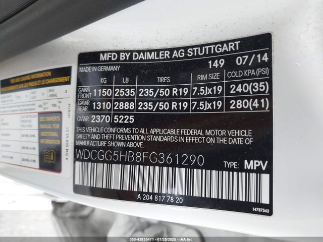 WDCGG5HB8FG361290 Mercedes-Benz Glk-Class