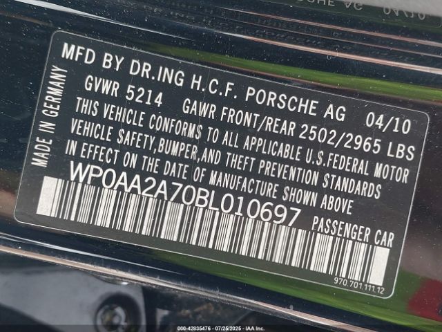 2011 PORSCHE PANAMERA WP0AA2A70BL010697 Photo 8