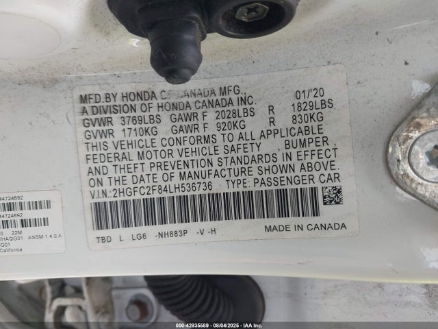 2HGFC2F84LH536736 Honda k20c2