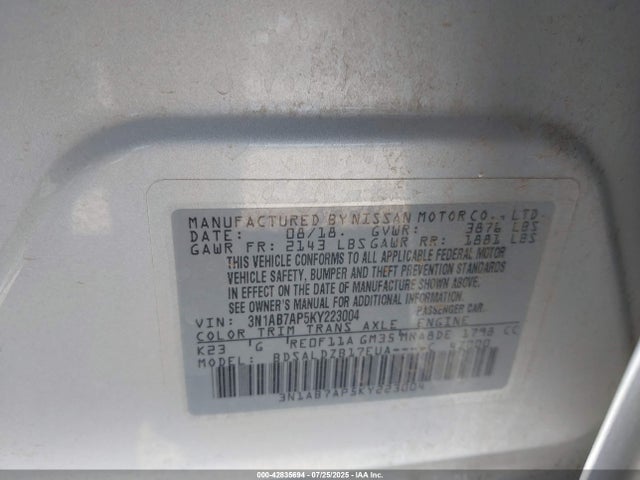 Nissan Sentra 2019 3N1AB7AP5KY223004 Image 9