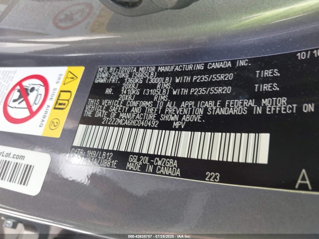 Lexus 2017 2017 2T2ZZMCA6HC040492 Image 9