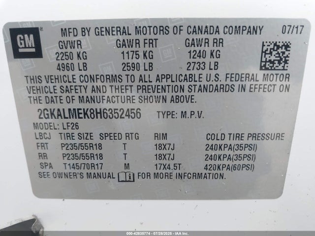 2GKALMEK8H6352456 GMC lea - sidi: spark ignited direct injection, e85 max, alum