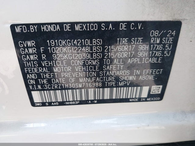 3CZRZ1H30SM716988 Honda k20z5