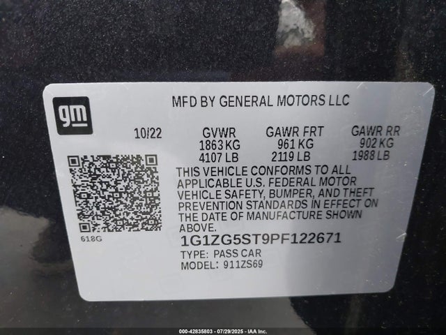 1G1ZG5ST9PF122671 Chevrolet lfv