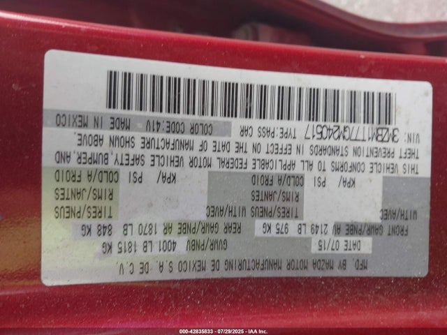 3MZBM1T77GM240517 Mazda pe