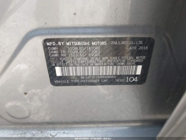 2017 MITSUBISHI MIRAGE G4 ML32F3FJ3HH004665 Photo 8