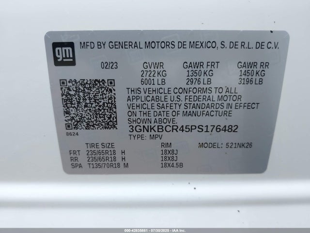 3GNKBCR45PS176482 Chevrolet lsy