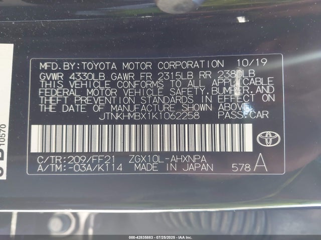 JTNKHMBX1K1062258 Toyota 3zr-fae