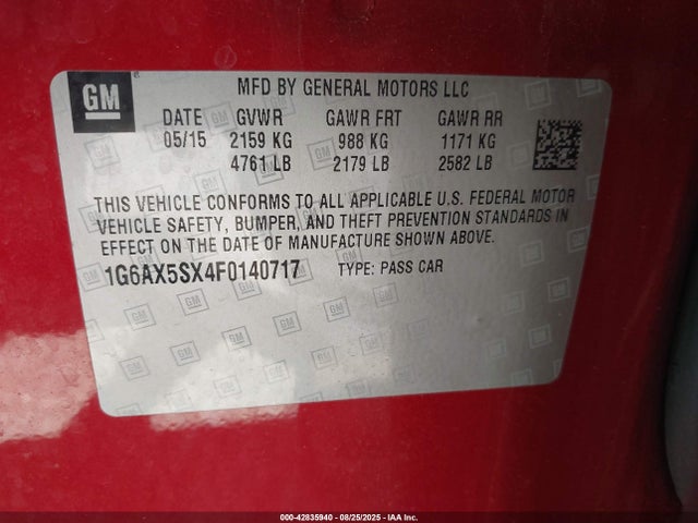 2015 CADILLAC CTS 1G6AX5SX4F0140717 Photo 8