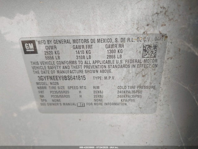 2011 CADILLAC SRX 3GYFNEEY8BS641815 Photo 8