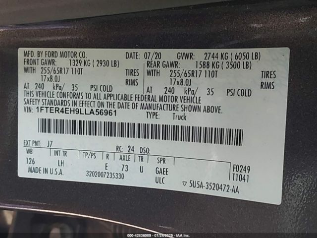 2020 FORD RANGER 1FTER4EH9LLA56961 Photo 8