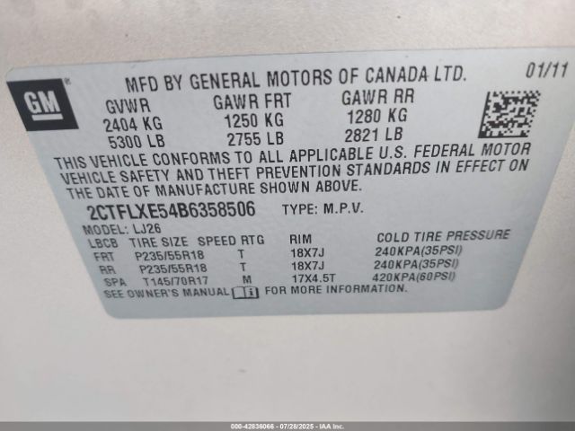2011 GMC TERRAIN 2CTFLXE54B6358506 Photo 8