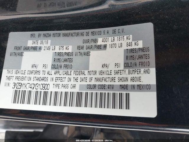 3MZBM1K74GM310900 Mazda pe