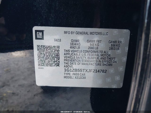 1G1ZB5STXJF214782 Chevrolet lfv - direct injection, variable valve timing, gen 1