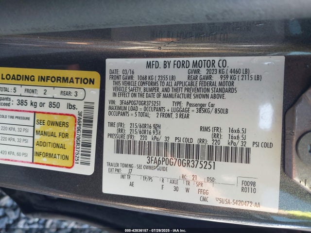 Ford 2016 2016 3FA6P0G70GR375251 Image 9