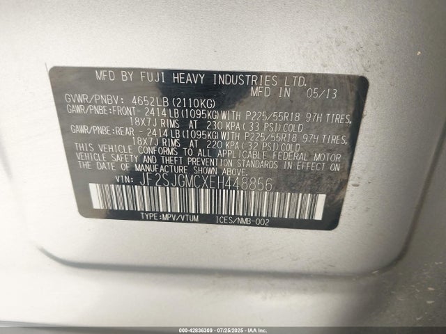 Subaru 2.5turbo u4 2014 JF2SJGMCXEH448856 Image 9