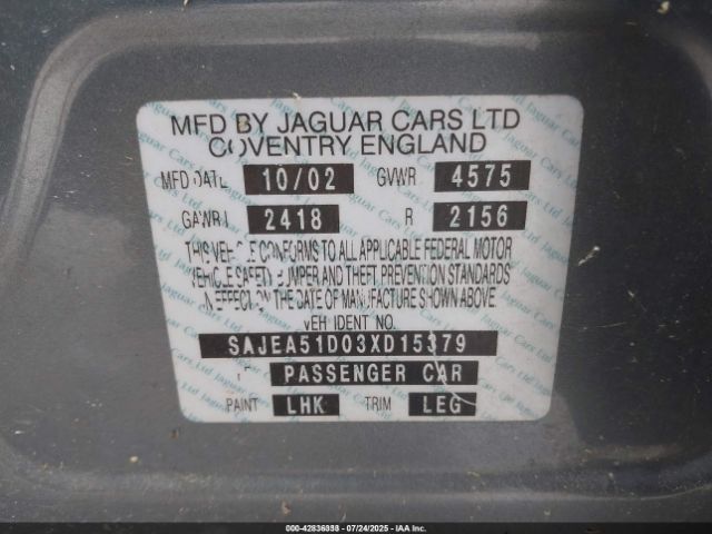 2003 JAGUAR X-TYPE SAJEA51D03XD15379 Photo 8