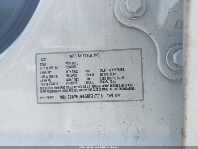 2022 TESLA MODEL Y 7SAYGDEE5NF317715 Photo 8