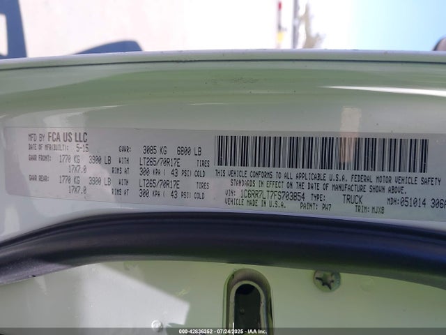 RAM 1500 2015 1C6RR7LT7FS703854 Image 9