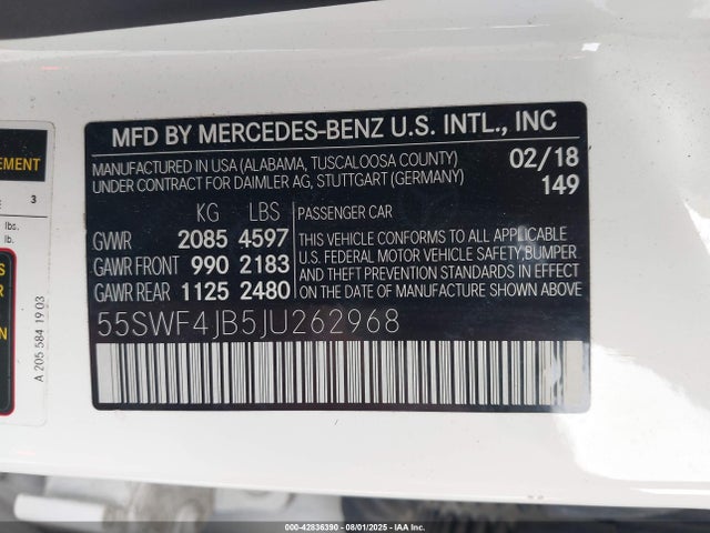 55SWF4JB5JU262968 Mercedes-Benz m274
