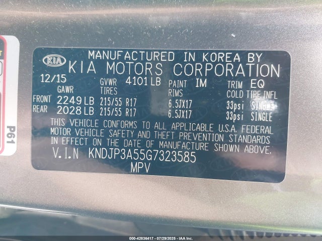 KNDJP3A55G7323585 KIA dohc gdi nu