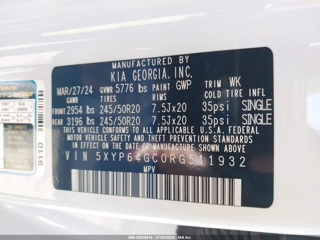 5XYP64GC0RG511932 KIA gdi lambda-ii