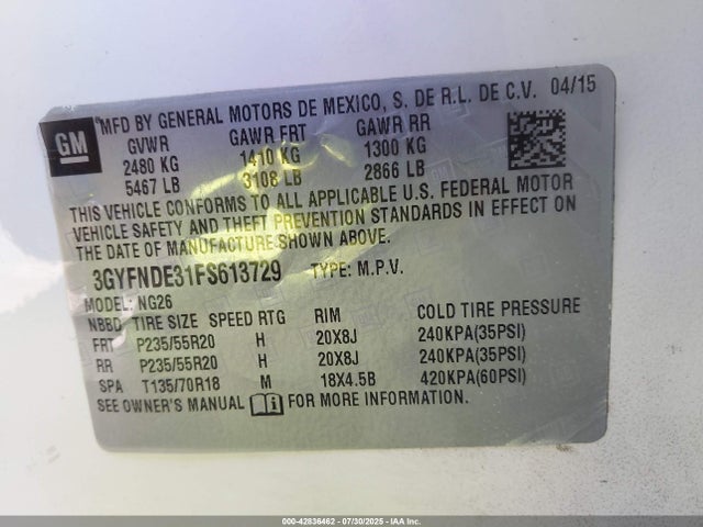 Cadillac lfx - sidi, vvt, e85 max, alum 2015 3GYFNDE31FS613729 Image 9