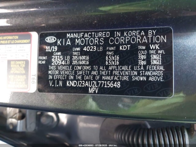 KIA mpi nu 2020 KNDJ23AU2L7715648 Image 9