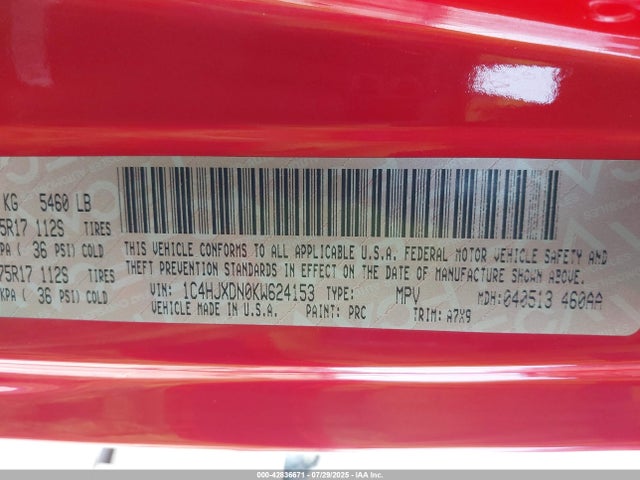 1C4HJXDN0KW624153 Jeep Wrangler