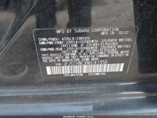 2022 SUBARU CROSSTREK JF2GTHNCXNH241856 Photo 8