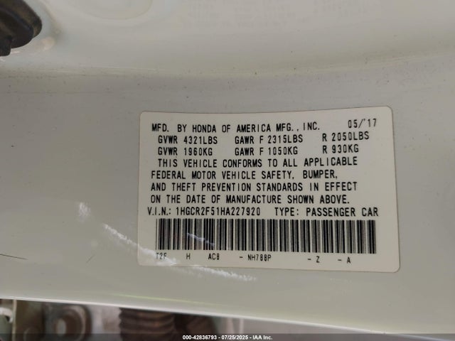 1HGCR2F51HA227920 Honda k24w1
