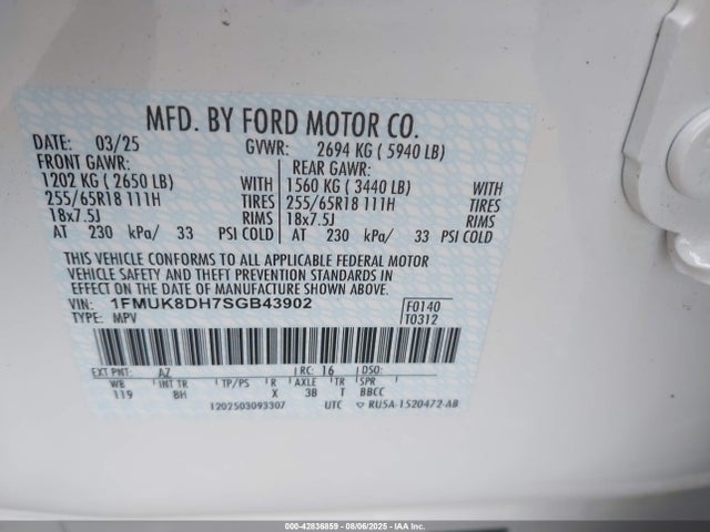 Ford tivct 2025 1FMUK8DH7SGB43902 Image 9