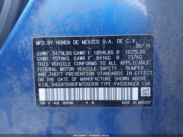 3HGGK5H80FM709308 Honda l15b1