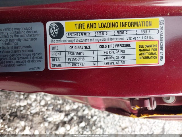 2GKALMEK3H6124185 GMC lea - sidi: spark ignited direct injection, e85 max, alum