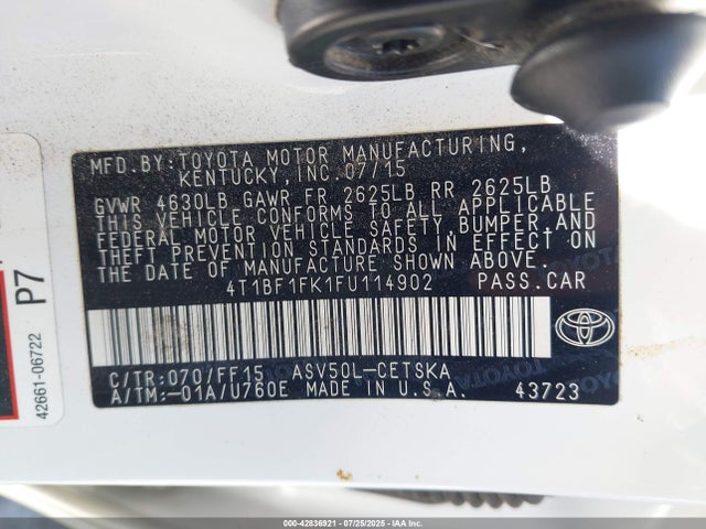 Toyota 2ar-fe 2015 4T1BF1FK1FU114902 Image 9