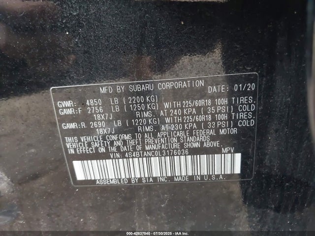 4S4BTANC0L3176036 Subaru u5