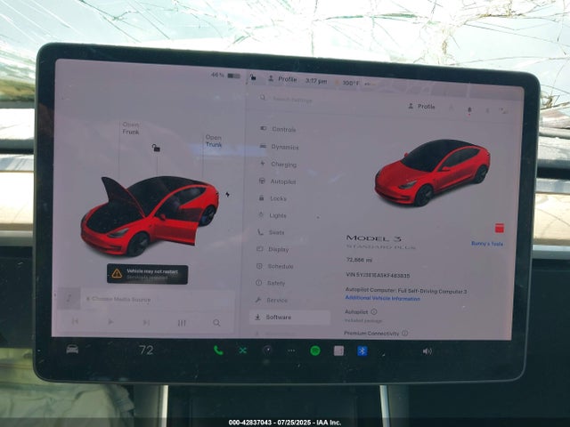 42837043 :رقم المزاد ، 5YJ3E1EA5KF483835 vin ، 2019 Tesla Model 3 Long Range/mid Range/standard Range/standard Range Plus مزاد بيع