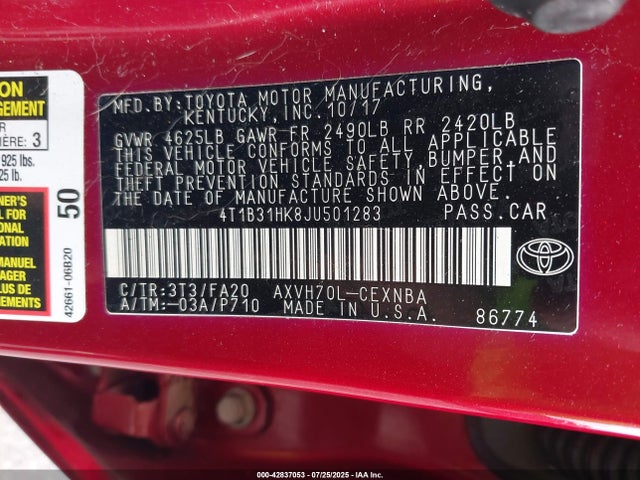 4T1B31HK8JU501283 Toyota a25a-fxs port+direct