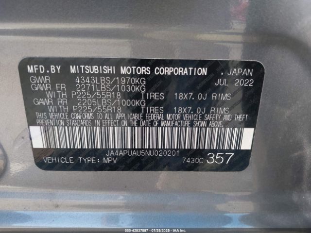 2022 MITSUBISHI OUTLANDER SPORT JA4APUAU5NU020201 Photo 8