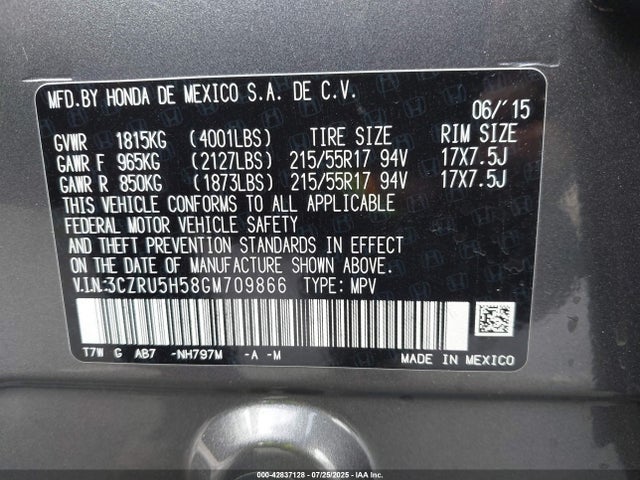 3CZRU5H58GM709866 Honda r18z9