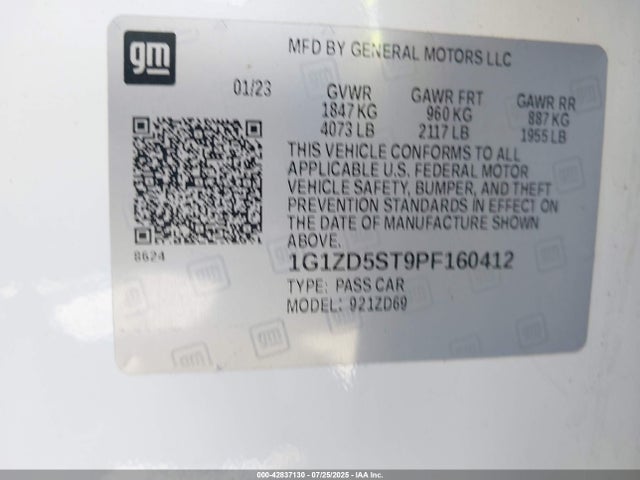 1G1ZD5ST9PF160412 Chevrolet lfv