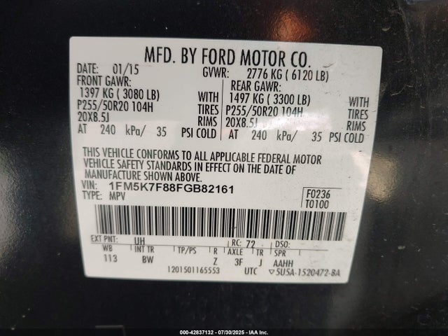 1FM5K7F88FGB82161 Ford 2015