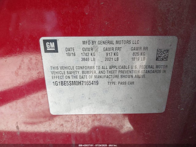 1G1BE5SM0H7165419 Chevrolet le2 -di: direct injection, vvt: variable valve timing, gen, alum